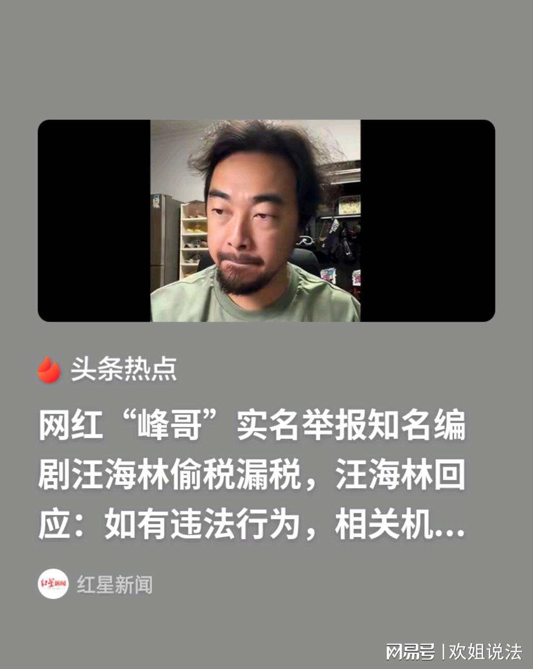网红观察 | 网红峰哥实名举报汪海林偷税漏税,对方回怼:网红炒作、清者自清